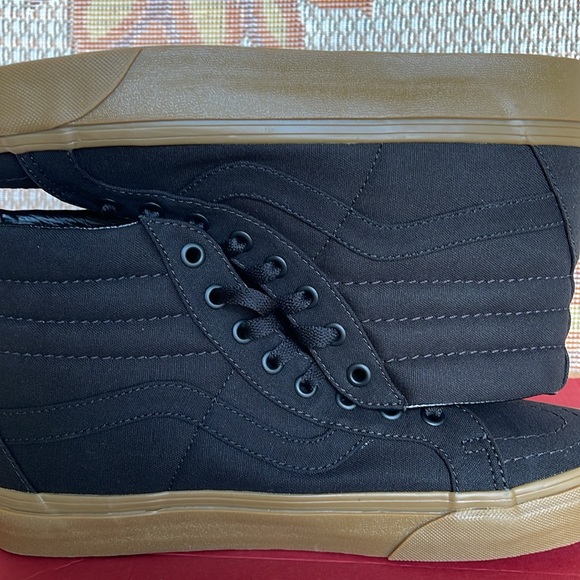 Vans WMNS Unisex Sk8-Mid Reissue Reflective Skate Shoe Canvas Gum Black/Light Gm - Picture 15 of 16